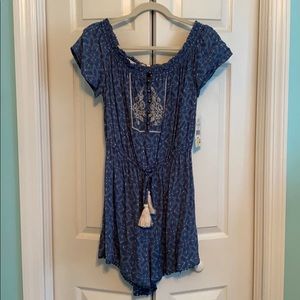 Blue printed romper